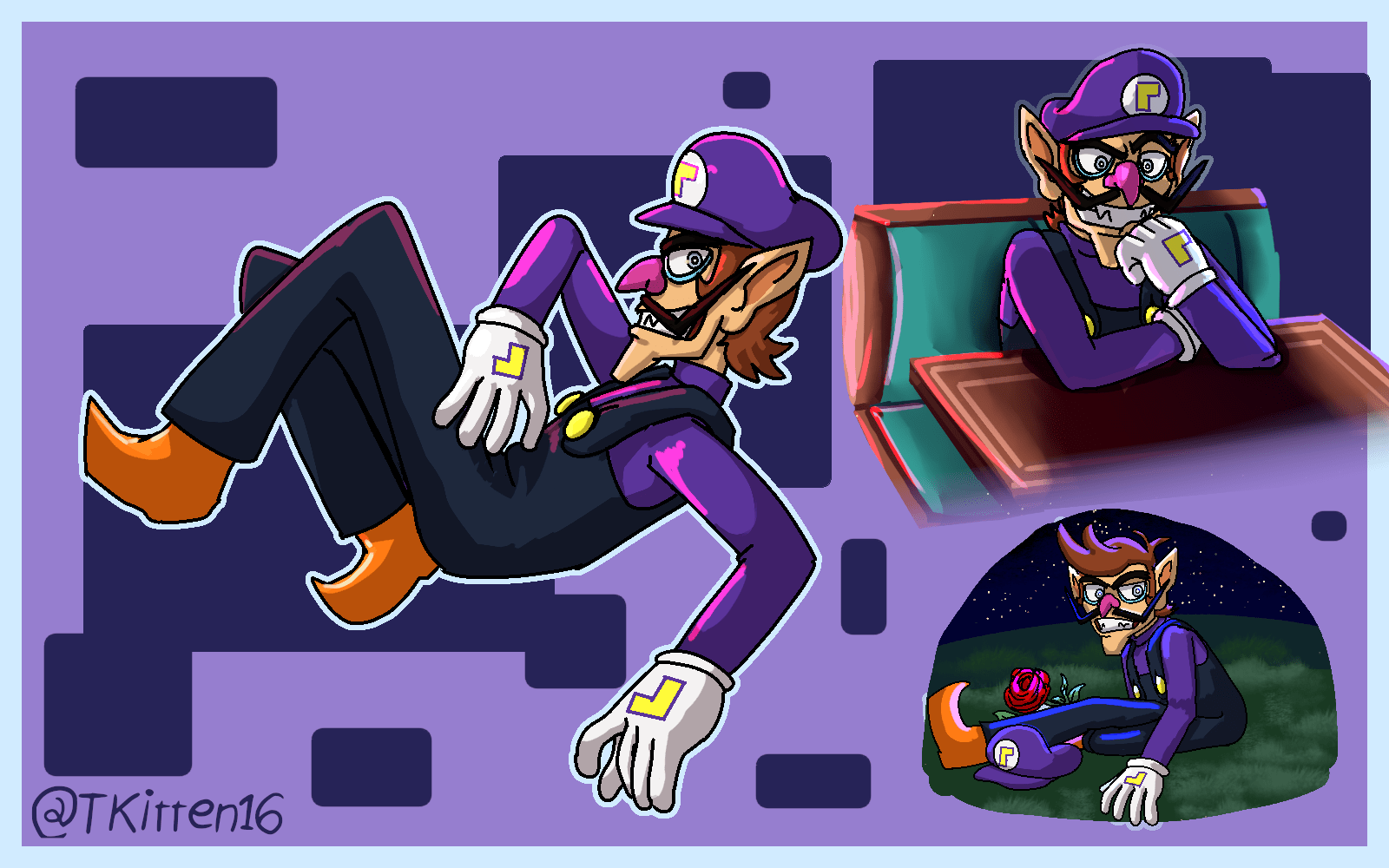 Waluigi doodles by @TKitten16 – Sheezy.Art