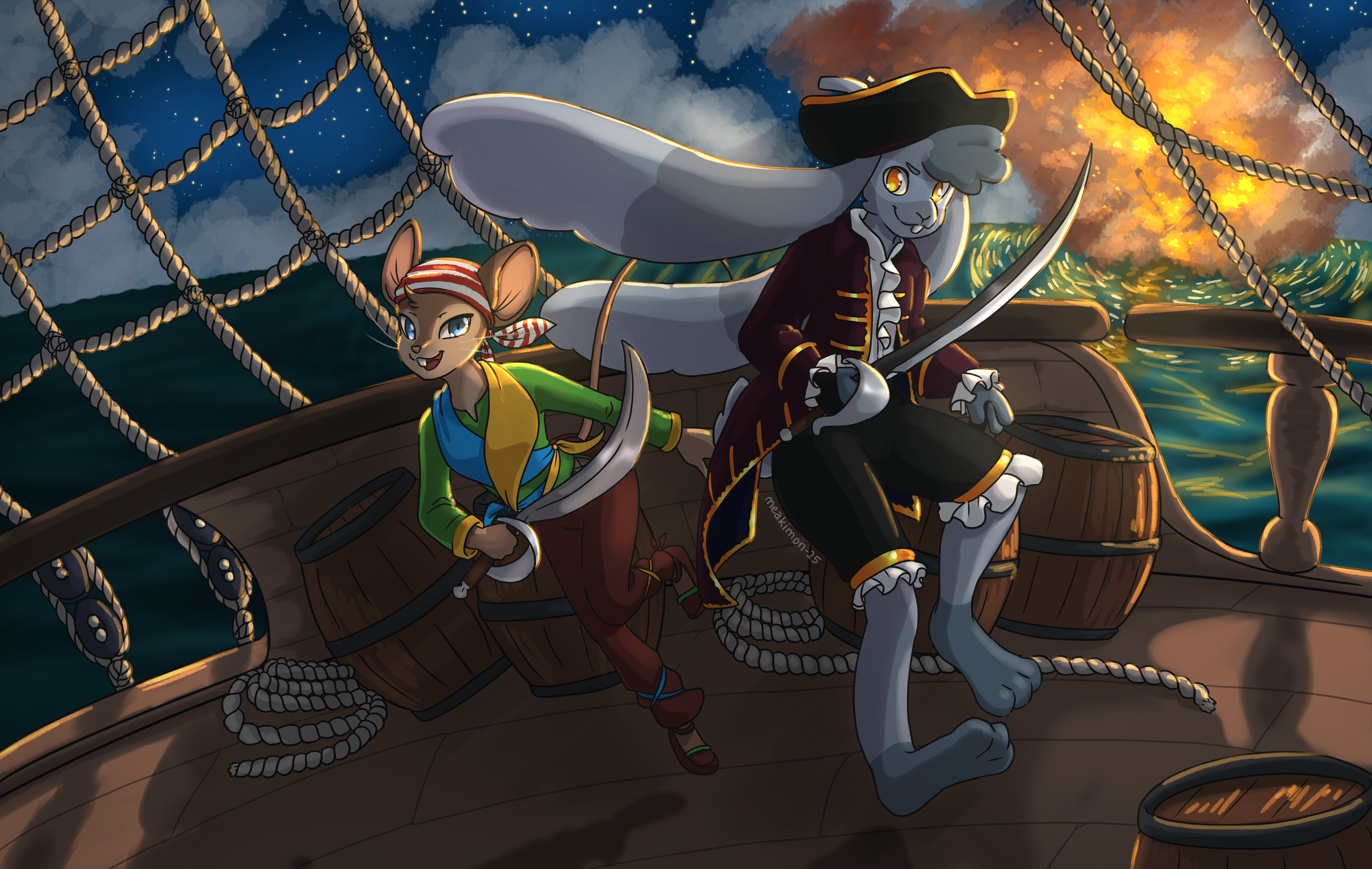 First Place –Yarrr, we be boarding this vessel!   by @meakimon